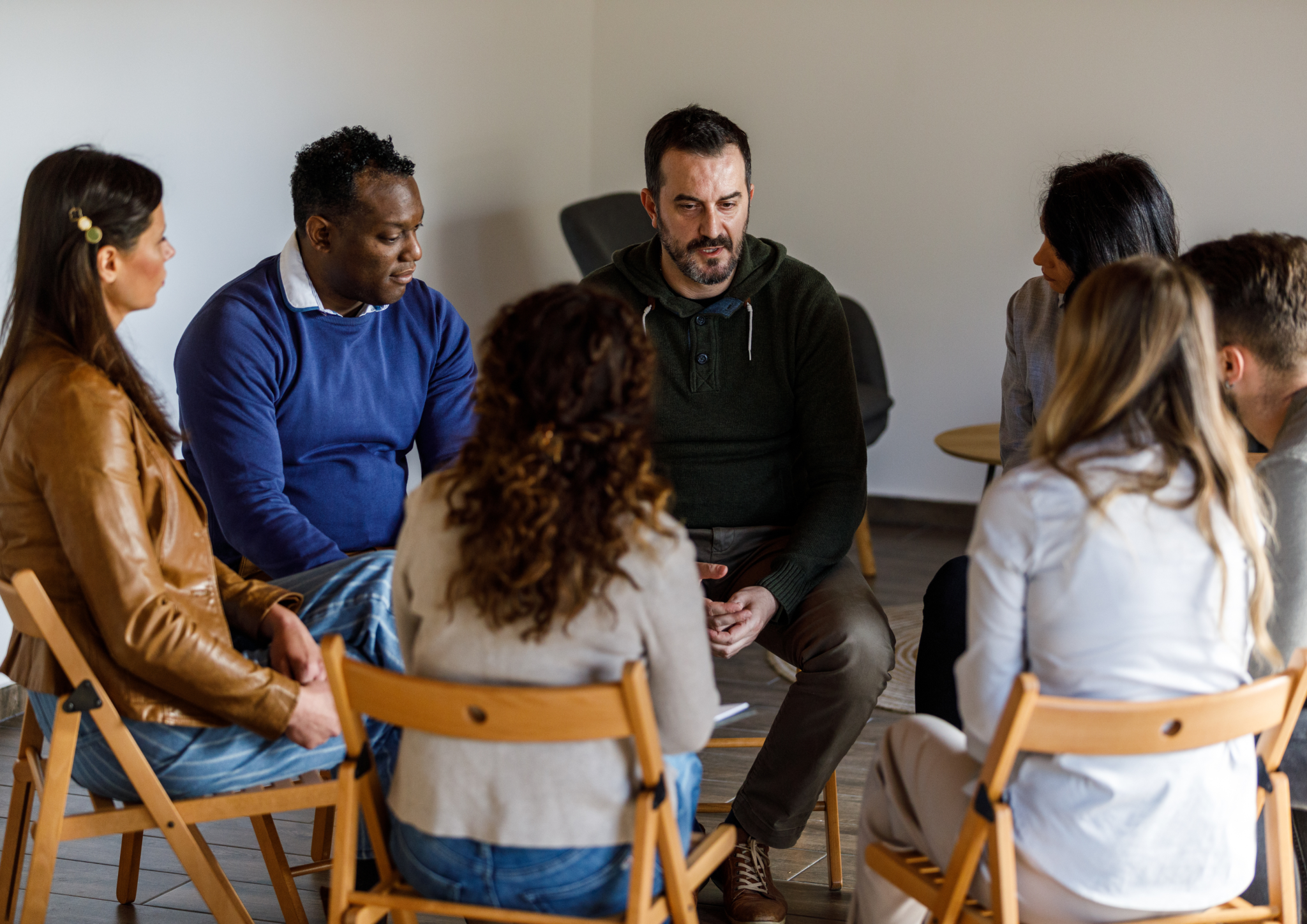 A group therapy session at cannabis rehab New Leaf Recovery